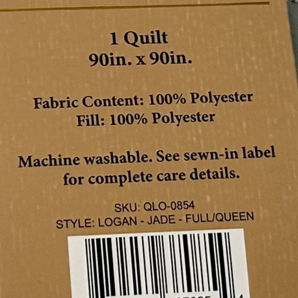 Live Well Jade Green Full/Queen Quilt 90”x90” NEW with Tags 100% Polyester